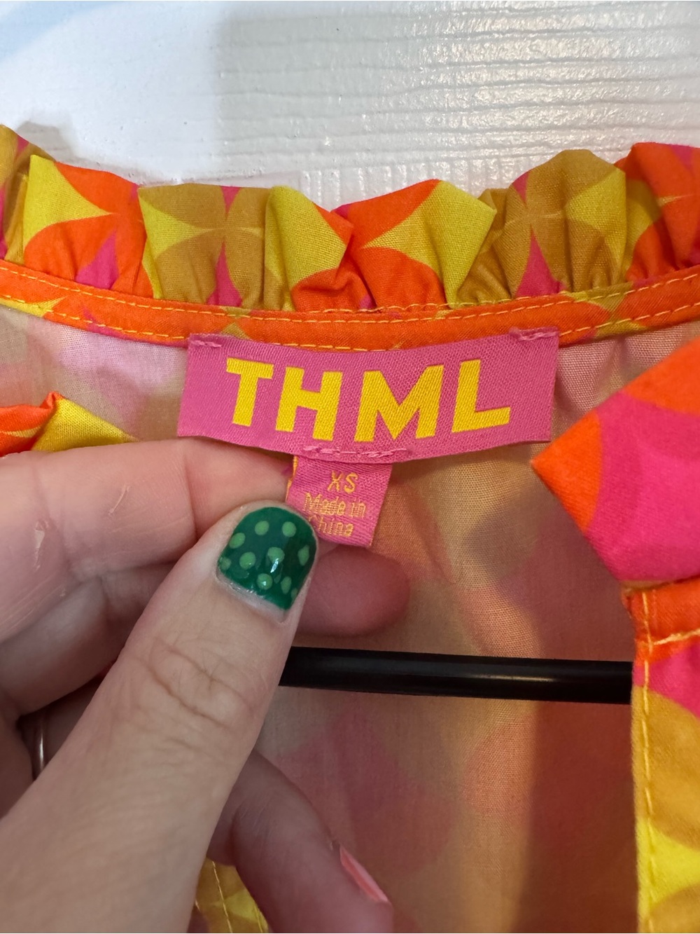 THML Yellow & Pink Geometric Puff-Sleeve Blouse - Picture 5 of 6